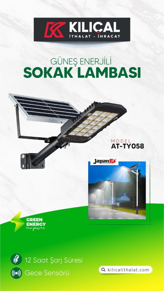 AT-058 GÜNEŞ ENERJİLİ PROJEKTÖR 12 SAAT ŞARJ SÜRESİ MASTERPLUS