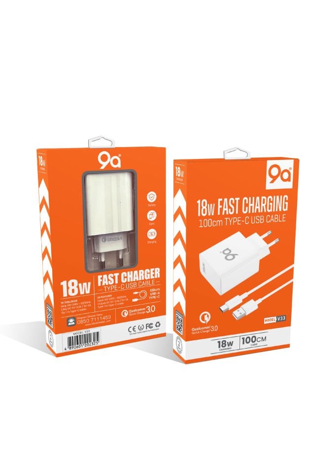 9a 18W TYPEC HIZLI ŞARJ ALETİ V33