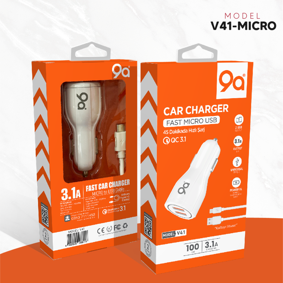 Micro (Samsung Girişli) Pd & Usb Girişli Araç Hızlı Şarj Cihazı Araba Şarj Aleti