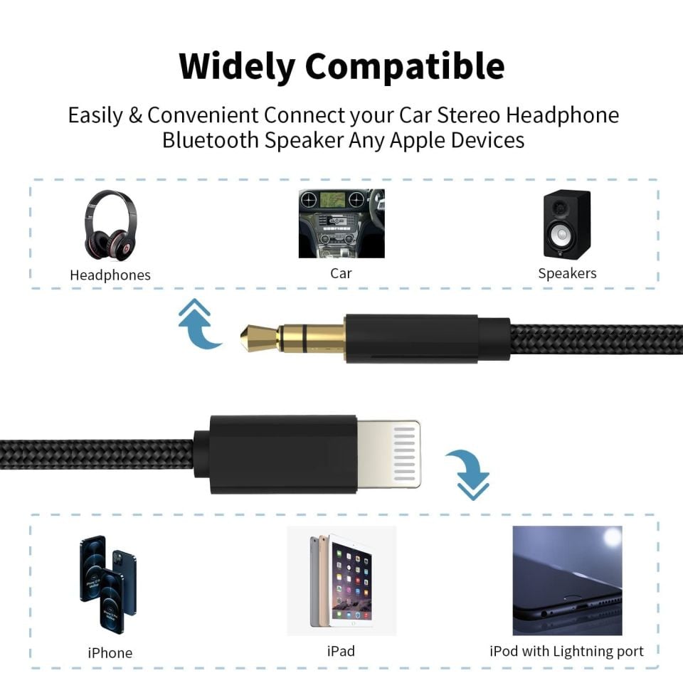 Apple iphone Lightning To 3.5mm Jack Aux Ses Dönüştürücü Kablo