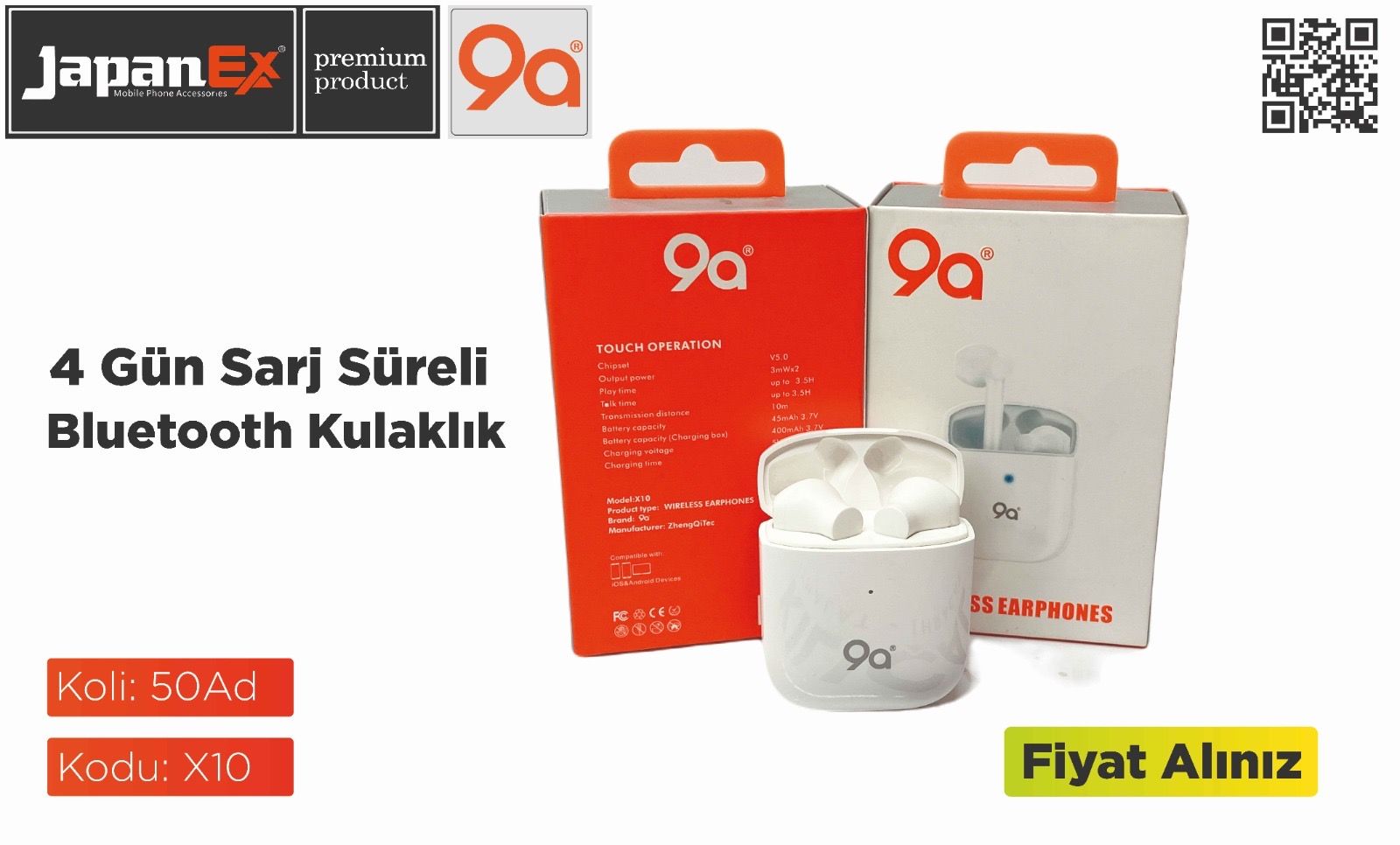 9A X10 BLUETOOTH KULAKLIK