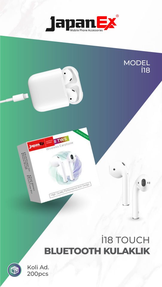 JAPANEX YENİ NESİL İ18 TOUCH BLUETOOTH KULAKLIK