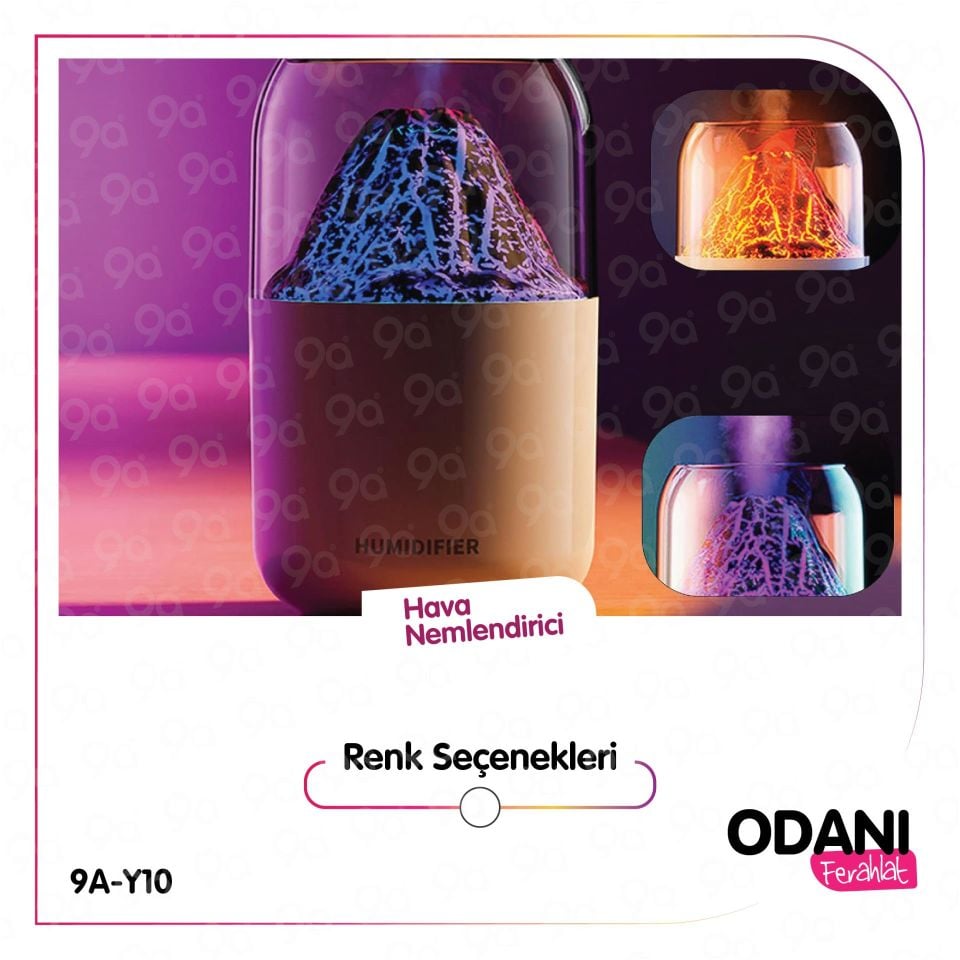 9a Y10 Hava Nemlendirici Volkanik Tasarım 300 ml Humidifier Ultrasonik Sessiz Buhar Makinesi Aroma Difüzörü