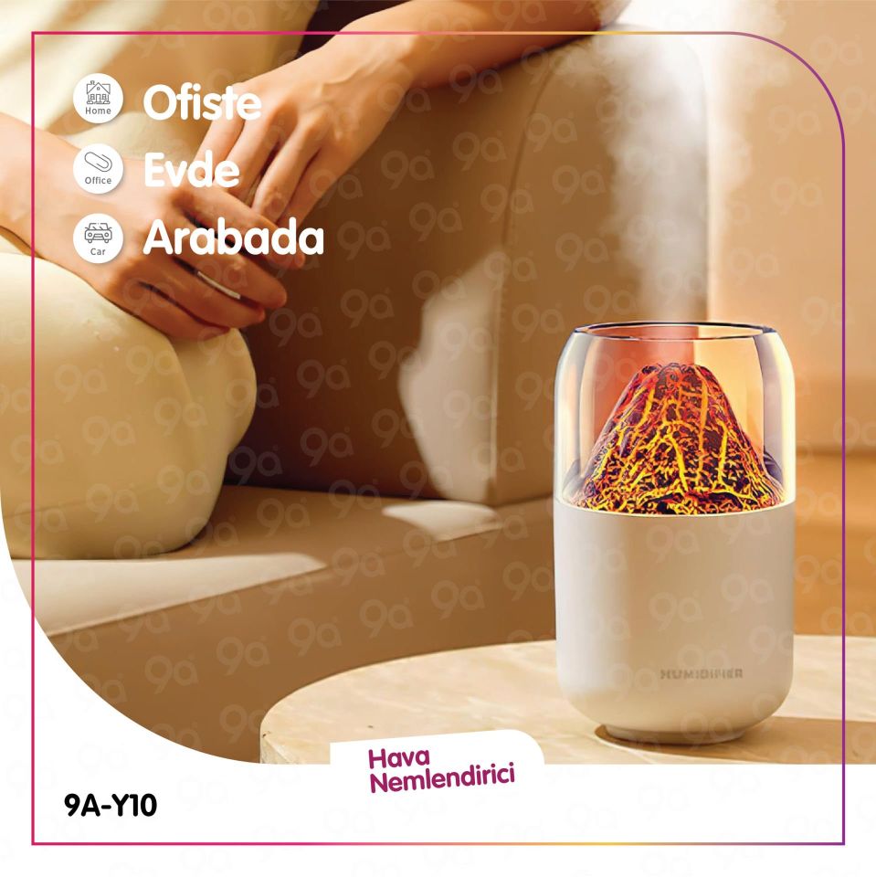 9a Y10 Hava Nemlendirici Volkanik Tasarım 300 ml Humidifier Ultrasonik Sessiz Buhar Makinesi Aroma Difüzörü