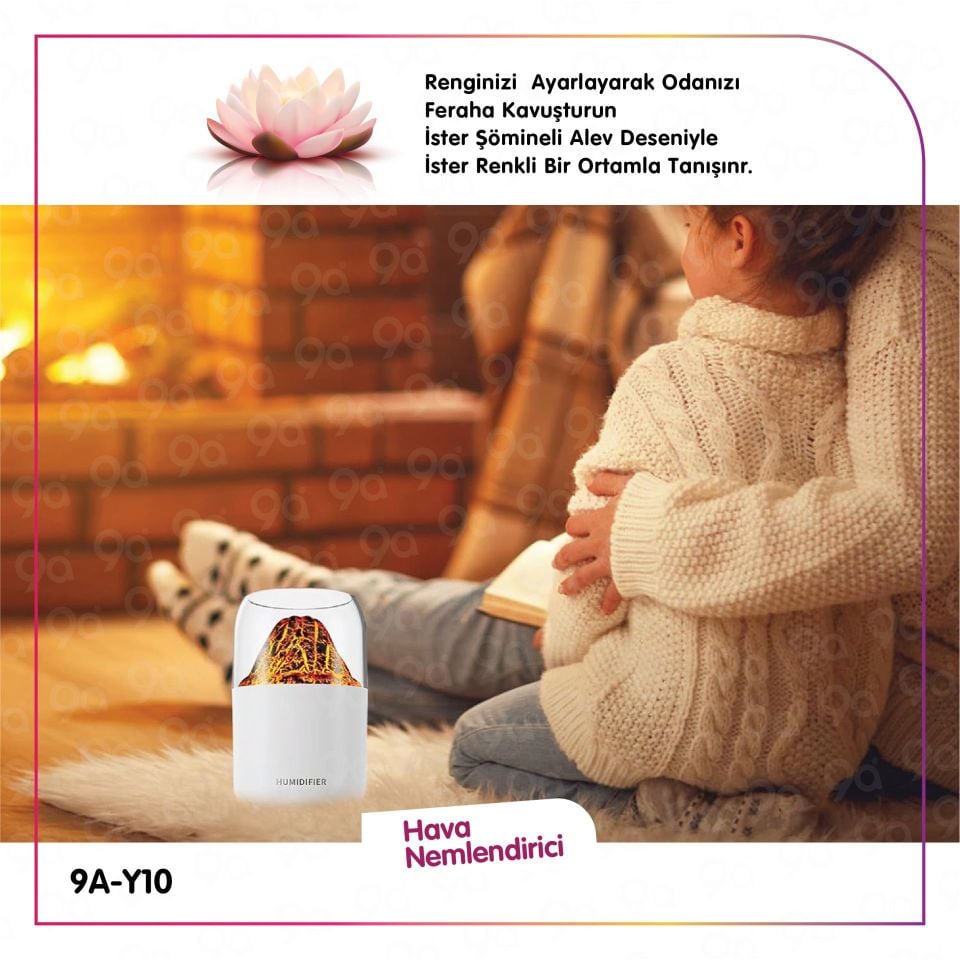 9a Y10 Hava Nemlendirici Volkanik Tasarım 300 ml Humidifier Ultrasonik Sessiz Buhar Makinesi Aroma Difüzörü