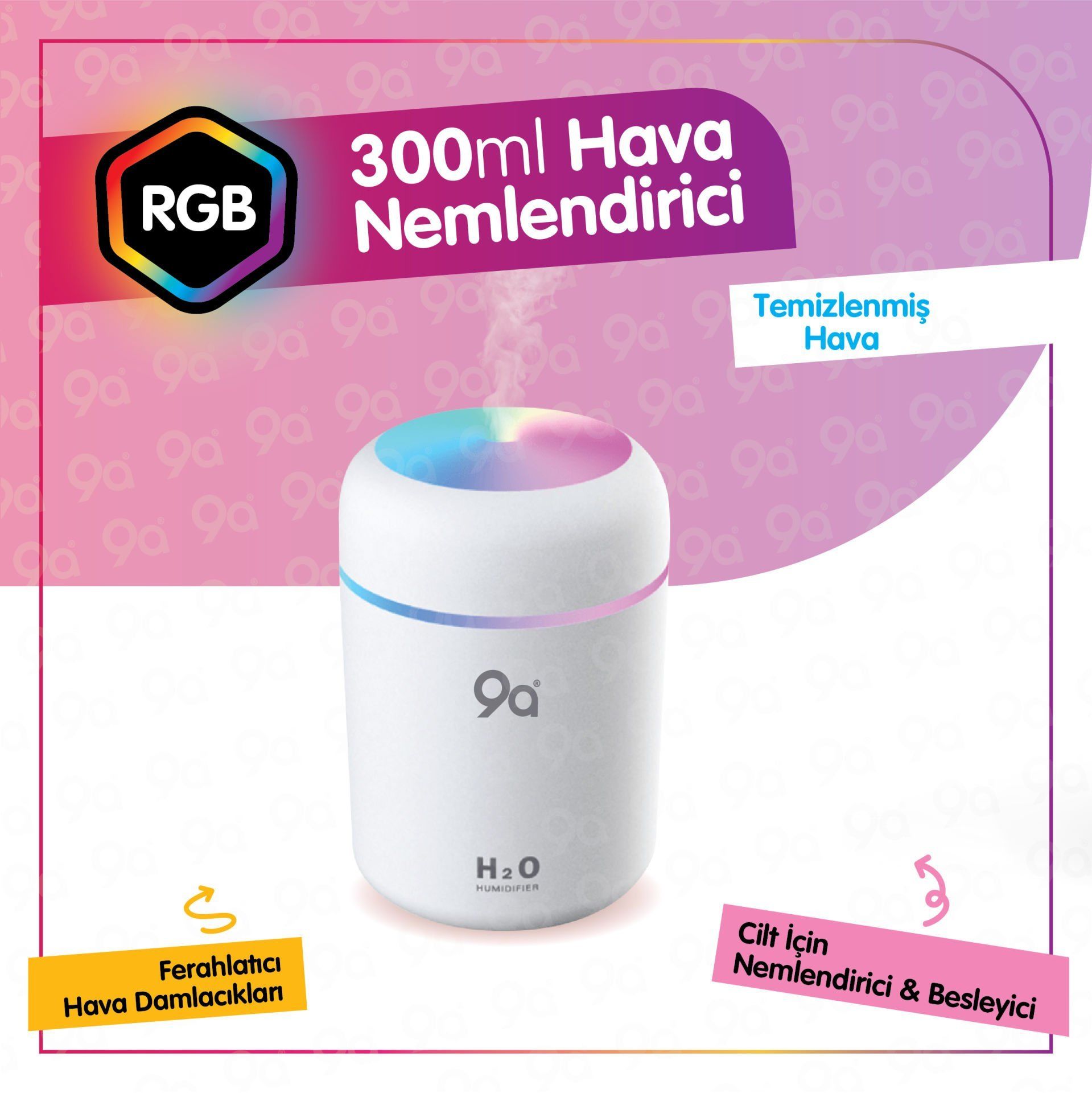 9a Xıoabı Humidifier 300 Ml Ulrasonik Oda - Araç - Hava Nemlendirici Buhar Makinesi Ve Aroma Difüzörü
