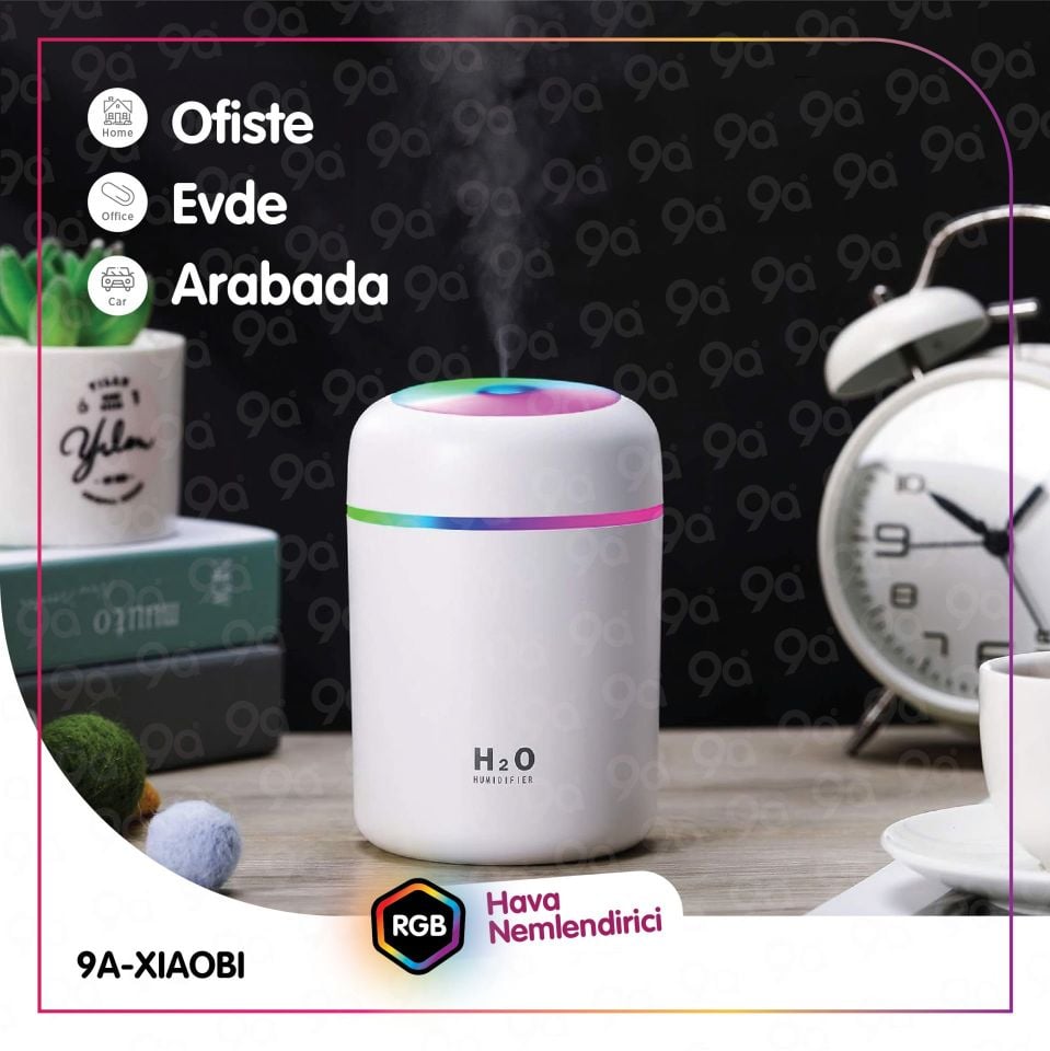 9a Xıoabı Humidifier 300 Ml Ulrasonik Oda - Araç - Hava Nemlendirici Buhar Makinesi Ve Aroma Difüzörü
