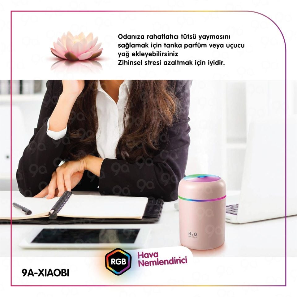 9a Xıoabı Humidifier 300 Ml Ulrasonik Oda - Araç - Hava Nemlendirici Buhar Makinesi Ve Aroma Difüzörü
