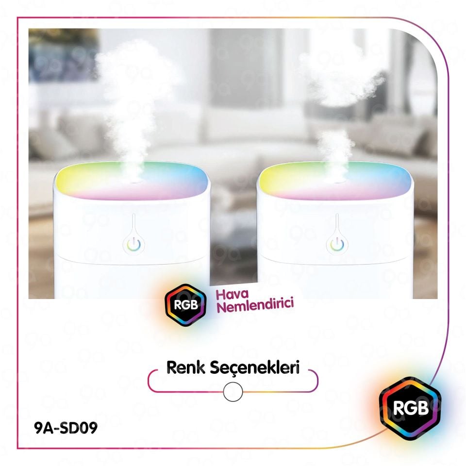 9a SD09 H2o Humidifier 400 Ml Ulrasonik Oda - Araç - Hava Nemlendirici Buhar Makinesi Ve Aroma Difüzörü