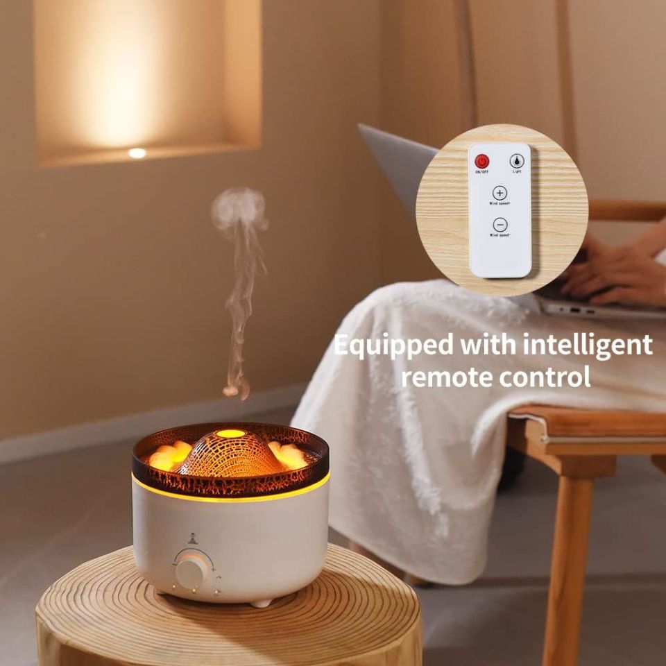 9a Alevli Hava 350 ML Nemlendirici Buhar Makinesi Volkanik Alevli Aroma Difüzörü Led Işıklı